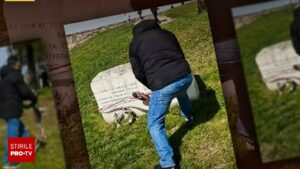 Un român a rupt steagul ungar de pe un monument din Belgrad și a pus în loc o panglică românească: Ne fură istoria peste tot