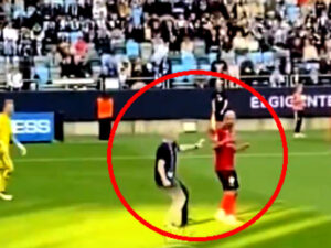 S-a furișat pe teren și a făcut un gest incalificabil! Meciul, întrerupt mai bine de o oră