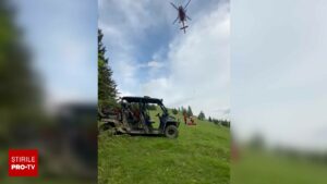 Un turist a suferit fractură de bazin pe un traseu de mountain-bike din Azuga. A fost evacuat cu elicopterul