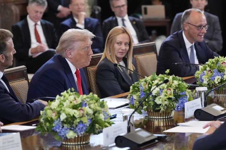 Nici unul dintre cei 7 lideri europeni nu a rostit numele lui Putin sau al Rusiei. Meloni: „Am fost de la început de partea Ucrainei și așa vom fi” / Ce a mai spus premierul Italiei, la 30 de centimetri de Trump