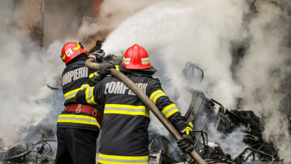 Incendiu puternic la o hală cu tractoare. Nu sunt anunțate victime