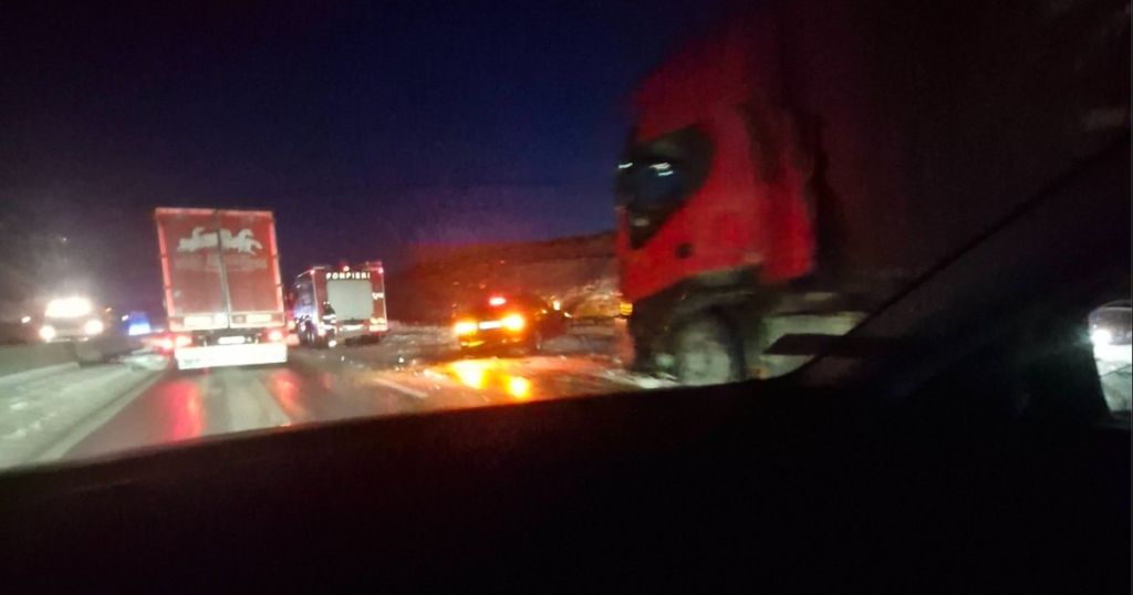 Accident pe A3, în zona Moara Vlăsiei. Trafic restricționat din cauza condițiilor de iarnă, mai multe drumuri naționale rămân închise