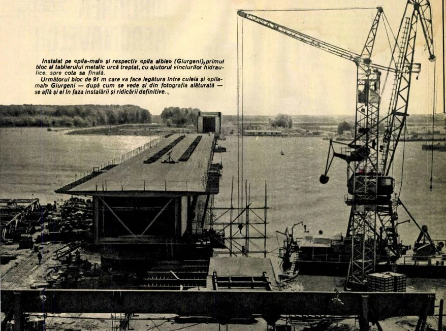 Lucrări la Podul de la Giurgeni. Foto: Flacăra, 1970