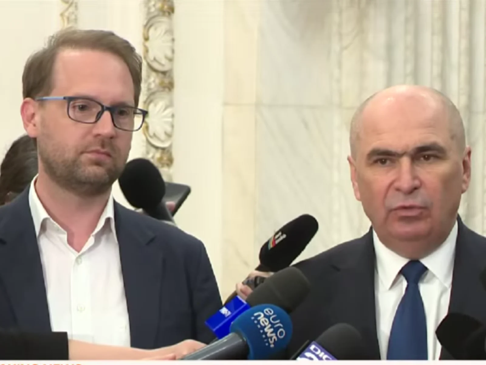 Dominic Fritz, liderul USR și Ilie Bolojan, președintele PNL FOTO Captura video Digi24 