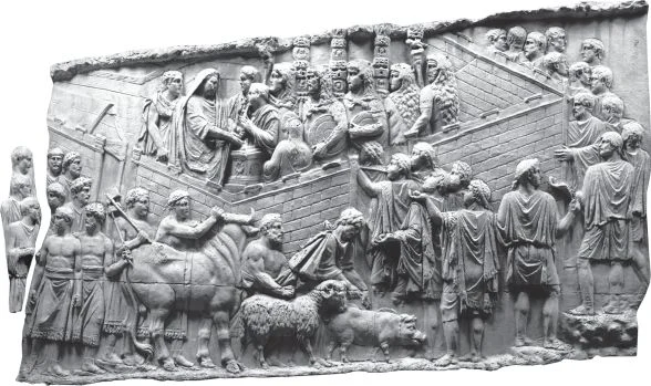 un castru roman la care sunt aduse animale