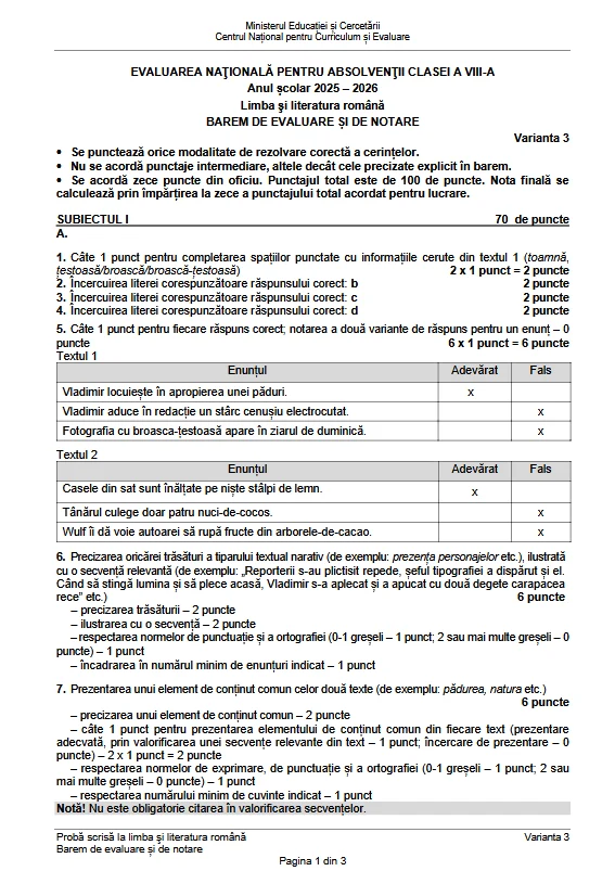 Barem Evaluarea Națională 2026, Limba română (1) png